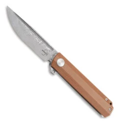 Boker Plus Cataclyst Brown Micarta Flipper Knife, Damascus Blade
