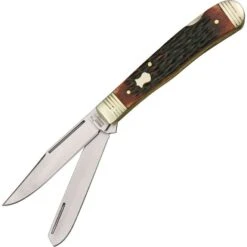 Boker Plus 01BO206 Double Lock Trapper Folding Pocket Knife With Brown Bone Handle