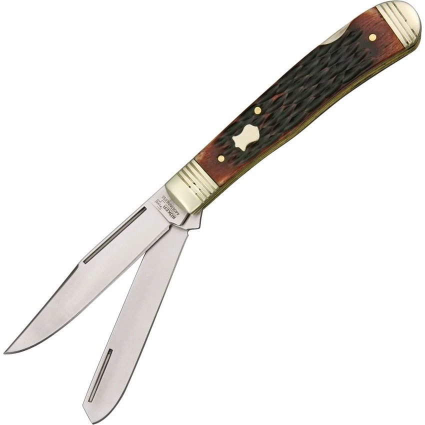 Boker Plus 01BO206 Double Lock Trapper Folding Pocket Knife With Brown Bone Handle 3 Boker Plus 01BO206 Double Lock Trapper Folding Pocket Knife With Brown Bone Handle