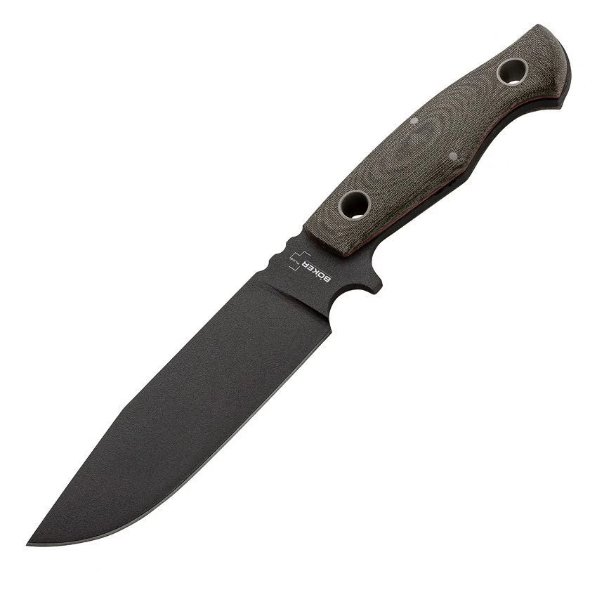 Boker Plus 02BO293 Rold Fixed Blade Black Sk5 Knife With Green Canvas Micarta Handle 3 Boker Plus 02BO293 Rold Fixed Blade Black Sk5 Knife With Green Canvas Micarta Handle