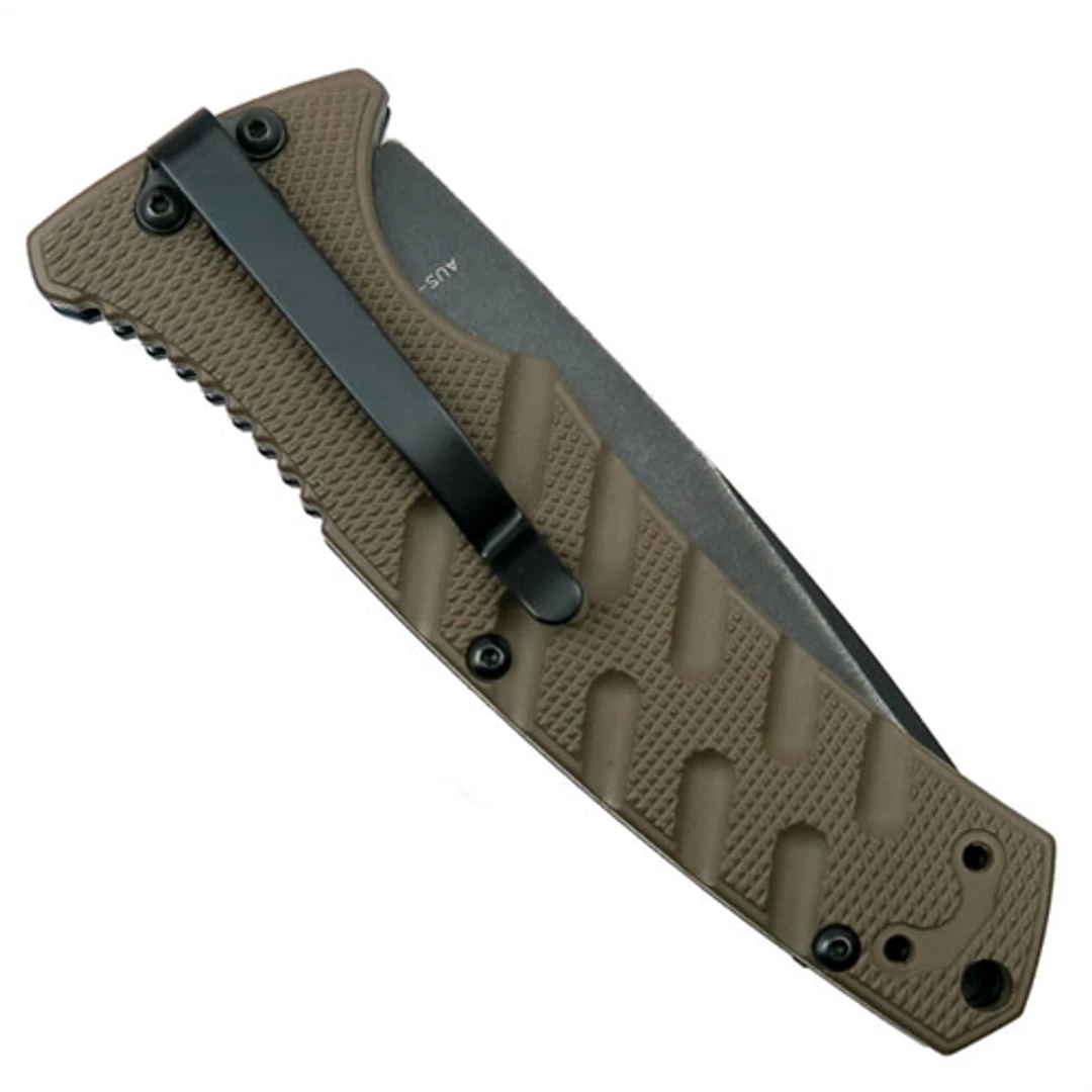 Boker Plus Coyote Brown Strike Tanto Auto, D2 Black/Stonewash Combo Blade 4 Boker Plus Coyote Brown Strike Tanto Auto, D2 Black/Stonewash Combo Blade - Image 2