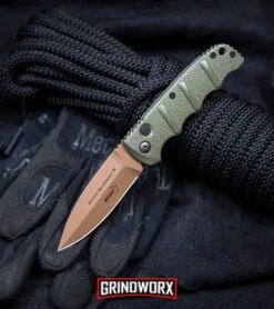 Boker Kalashnikov Desert Warrior Dagger Automatic Knife - Copper Plain -Knives Shop Boker Desert Warrior Kalashnikov Dagger Automatic Knife OD Green Copper BHQ30436 kp rope web large