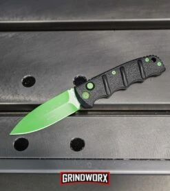 Boker Kalashnikov Automatic Knife - D2 Dagger Electric Green Plain -Knives Shop Boker Green Mamba Kalashnikov Dagger Automatic Knife Electric Green BHQ 95401 kp metal web large