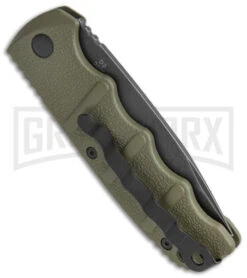 Boker Kalashnikov OD Green Automatic Knife - Drop Point Smokewash Plain -Knives Shop Boker Kalashnikov Auto OD Green D2 Smokewash BHQ 144761 jr side large