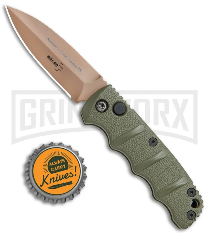 Boker Desert Warrior Mini Kalashnikov OD Green Automatic Knife - Copper Plain 6 Boker Desert Warrior Mini Kalashnikov OD Green Automatic Knife - Copper Plain - Image 4