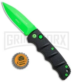 Boker Kalashnikov Automatic Knife - D2 Dagger Electric Green Plain -Knives Shop Boker Kalashnikov Black Widow Green jr bottlecap large