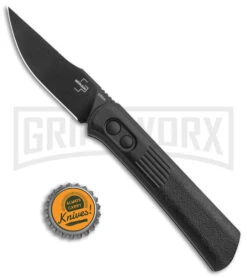 Boker Lundquist Alluvial Black Aluminum Automatic Knife - Black Plain -Knives Shop Boker Lundquist Alluvial Auto Black Aluminum Black BHQ 125068 jr bottlecap large