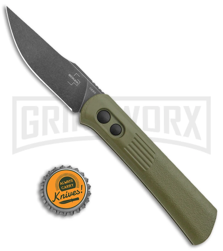 Boker Lundquist Alluvial Green Aluminum Automatic Knife - Black Stonewash Plain 6 Boker Lundquist Alluvial Green Aluminum Automatic Knife - Black Stonewash Plain - Image 4