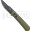 Boker Lundquist Alluvial Green Aluminum Automatic Knife - Black Stonewash Plain -Knives Shop Boker Lundquist Alluvial Auto OD Green Aluminum Black SW BHQ 125069 jr large