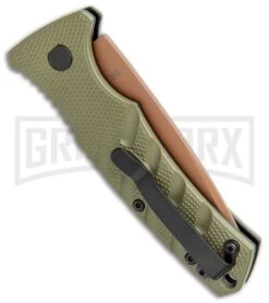 Boker Mini Strike Automatic Knife Black - Drop Point Copper Plain -Knives Shop Boker Mini Strike Auto OD Green Copper 01BO438NSOI BHQ 99631 jr side large
