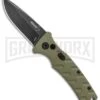 Boker Mini Strike Automatic Knife OD Green - Drop Point Black SW Plain -Knives Shop Boker Mini Strike Auto OD Green Smokewash 01BO437NSOI BHQ 99630 jr large