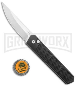 Boker Plus Kwaiken Grip Automatic Knife - D2 Satin Plain -Knives Shop Boker Plus Kwaiken Grip Auto Black Aluminum Satin BHQ 175284 jr bottlecap large