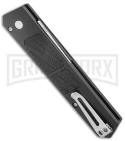 Boker Plus Kwaiken Grip Automatic Knife - D2 Satin Plain -Knives Shop Boker Plus Kwaiken Grip Auto Black Aluminum Satin BHQ 175284 jr side large