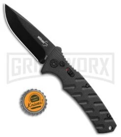 Boker Plus Strike Automatic Knife - Drop Point Black Plain -Knives Shop Boker Plus Strike Bowie Auto Black 01BO433NSOI BHQ 97031 jr bottlecap large