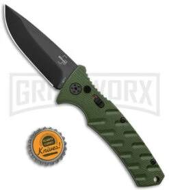 Boker Plus Strike OD Green Automatic Knife - Drop Point Black Plain -Knives Shop Boker Plus Strike DP Auto OD Green Black BHQ 97033 jr bottlecap large