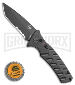 Boker Plus Strike Automatic Knife - Tanto Black Serrated -Knives Shop Boker Plus Strike Tanto Automatic Knife 3.25 Black Serr 01BO401N LS Bottlecap large