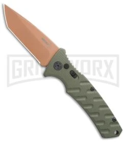 Boker Plus Strike Desert Warrior OD Green Automatic Knife - Tanto Copper Plain