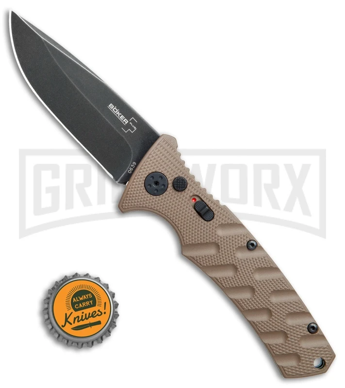 Boker Plus Strike Coyote Brown Automatic Knife - D2 Drop Point Black SW 6 Boker Plus Strike Coyote Brown Automatic Knife - D2 Drop Point Black SW - Image 4
