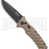 Boker Plus Strike Coyote Brown Automatic Knife - D2 Drop Point Black SW -Knives Shop Boker Plus Strike drop point coyote brown black sw BHQ 67882 er jr large
