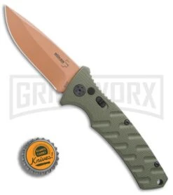 Boker Plus Strike Desert Warrior OD Green Automatic Knife - D2 Drop Point Copper 14 Boker Plus Strike Desert Warrior OD Green Automatic Knife - D2 Drop Point Copper -Knives Shop Boker Strike drop point Desert Warrior OD Green copper BHQ 70998 er bottlecap large