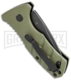 Boker Stubby Strike OD Green Automatic Knife - Black Stonewash -Knives Shop Boker Stubby Strike CA Legal Auto OD Green Smokewash 01BO442NSOI BHQ 99648 jr side large